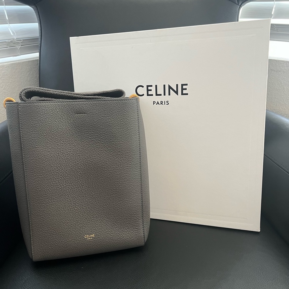 Celine Sangle small bucket bag, grey